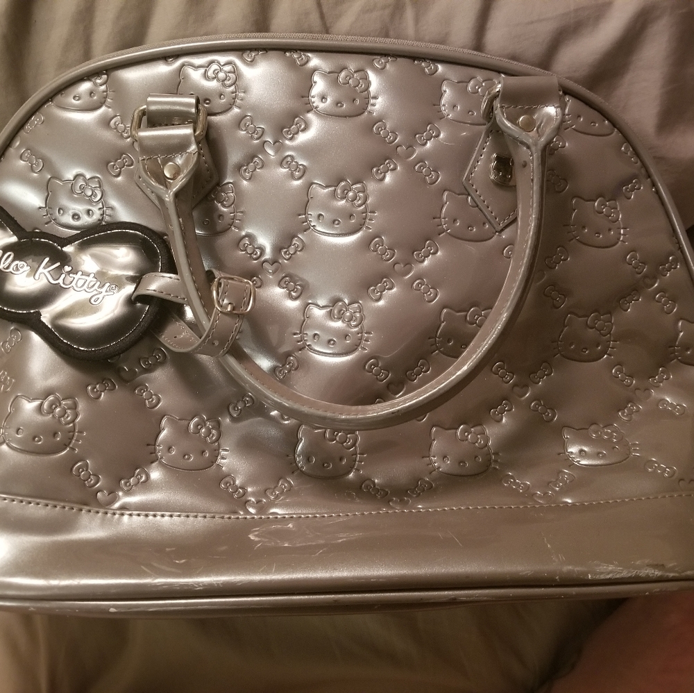 Loungefly large Hello Kitty Gray Patent Purse